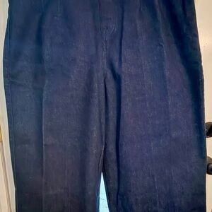 SPANX Navy Wide-Leg Denim Cropped Trousers, size 2X